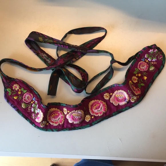 Johnny Was Accessories - Johnny Was Floral Embroidered Obi Belt